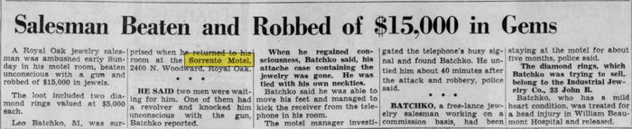 Sorrento Motel - Sep 1961 Robbery And Beating